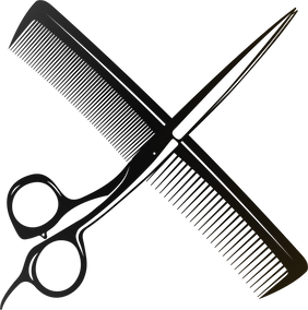 Hair stylist scissors and comb silhouette